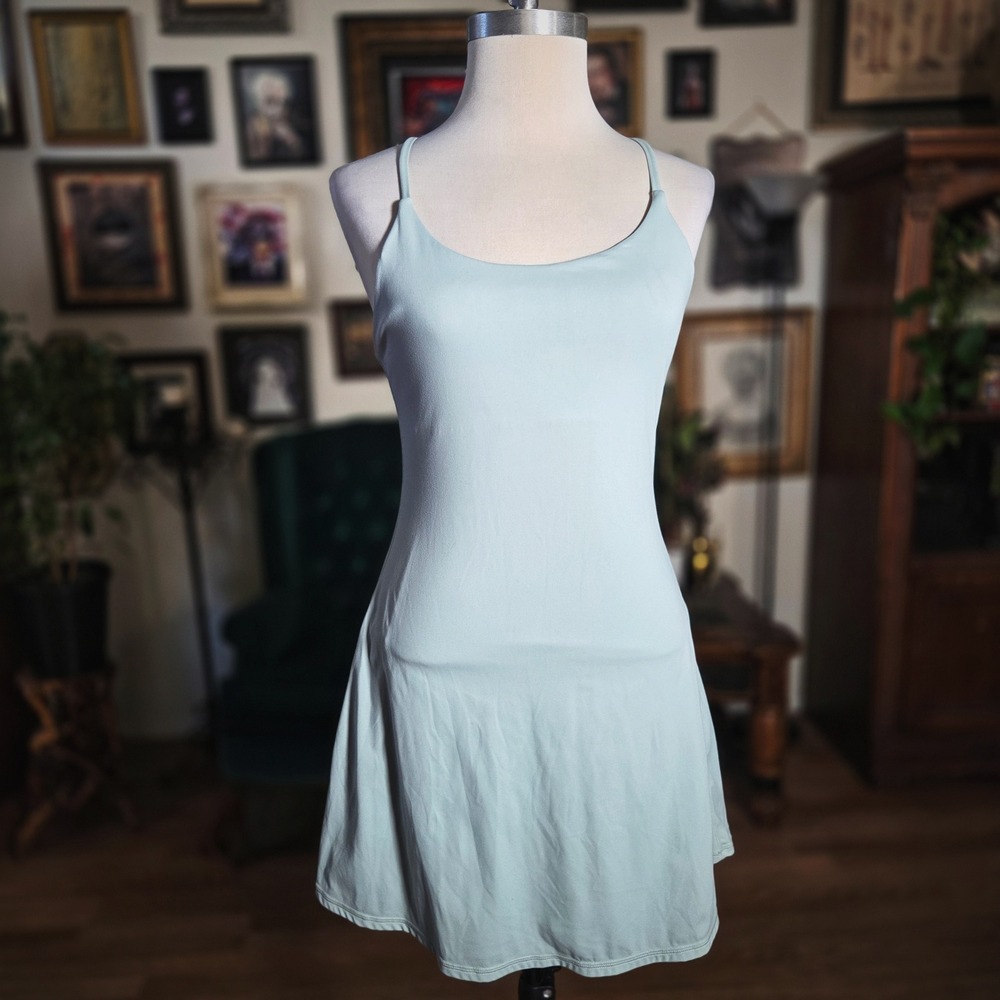 Athletic Tennis Skort Dress Built In Shorts Light Blue Stretchy Performance Mini